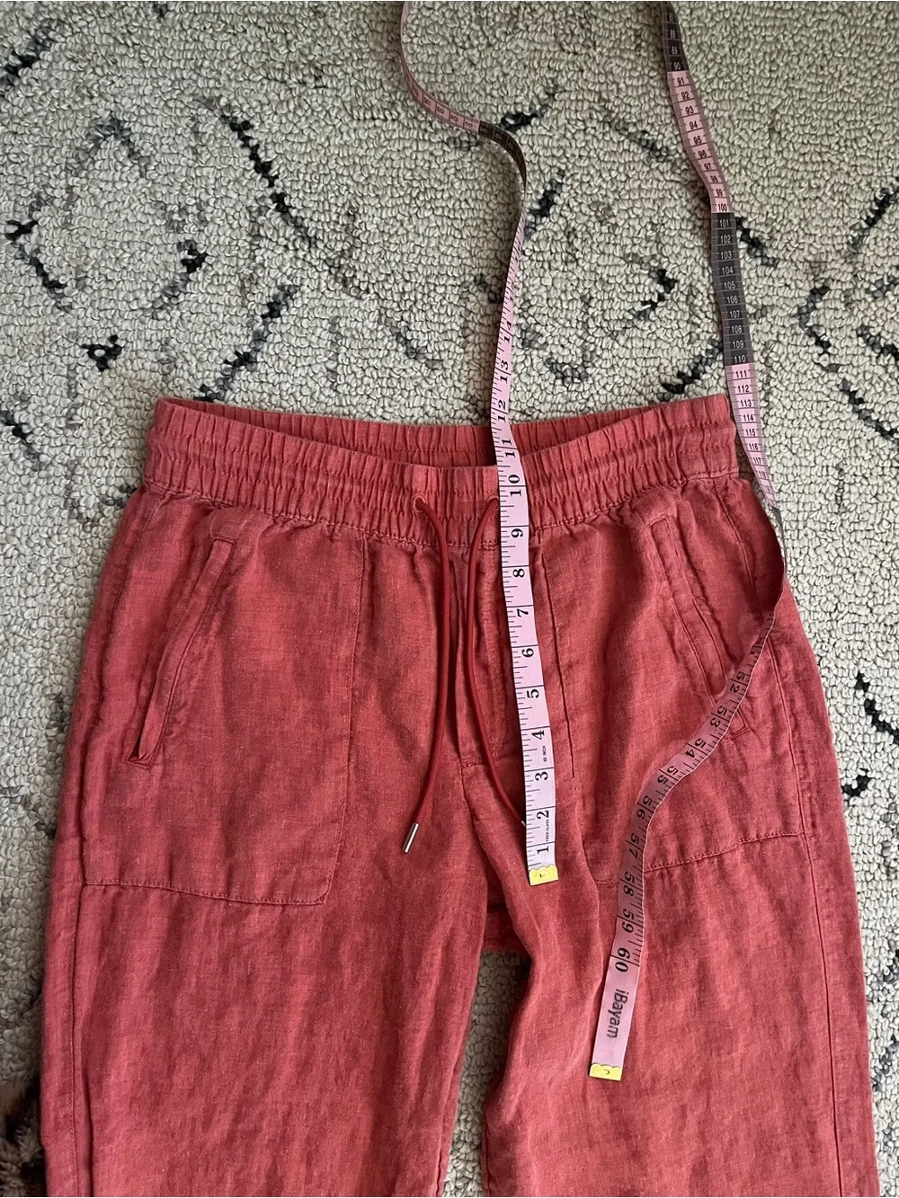 Athleta Retreat High Rise Wide Leg 100% Linen Pant Women's 6 Coral Coastal